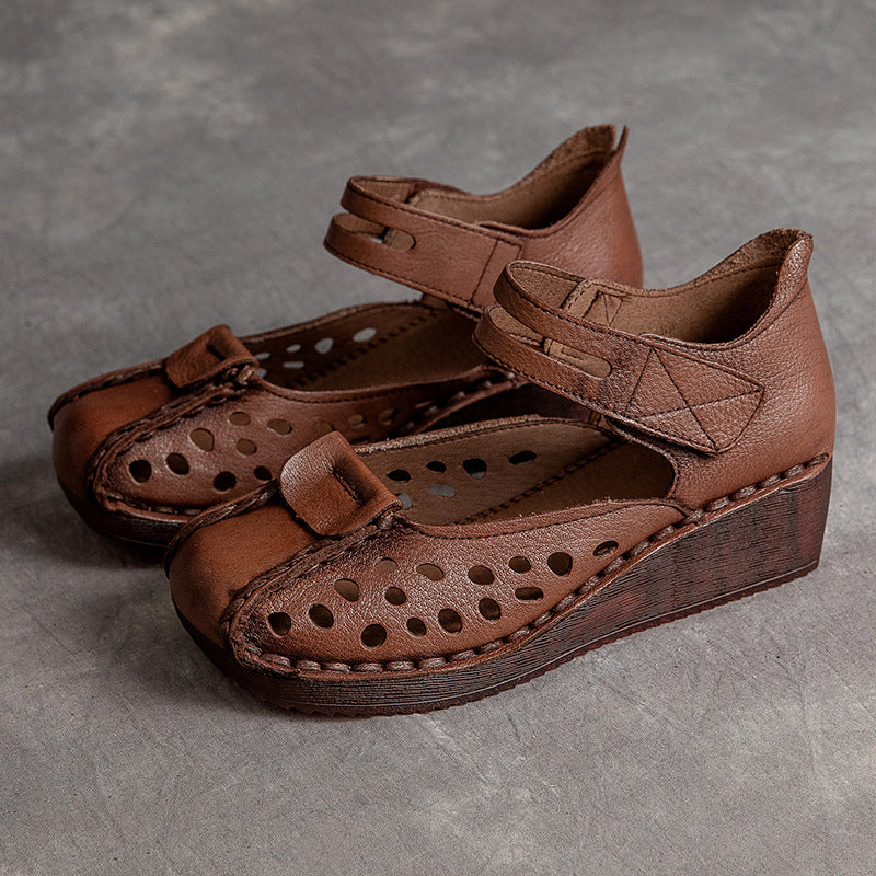 Women's Velcro Breathable Wedge Comfortable Hollow Pump Sandals