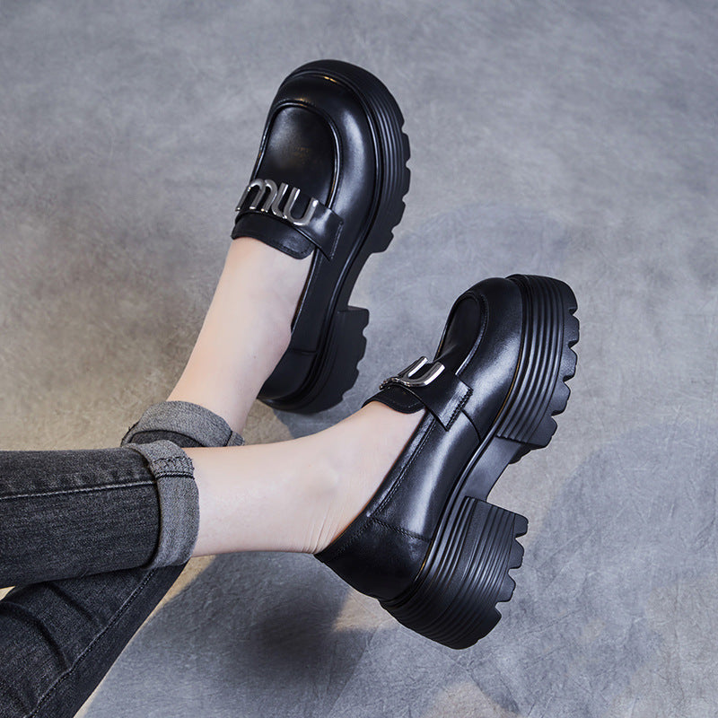 Women's Small Thick Bottom Genuine Retro Muffin Loafers