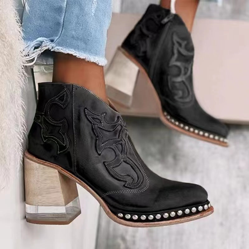 Women's Vintage Crystal Transparent High Fashion Plus Boots