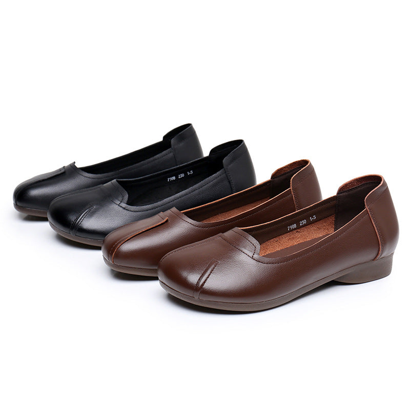 Women's & Men's Layer Cowhide Ethnic Style Retro Slip-on Casual Shoes