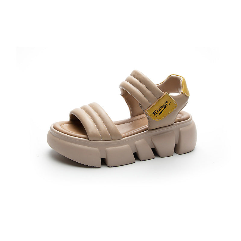 Cowhide Summer Outer Wear Genuine Thick Bottom Sandals
