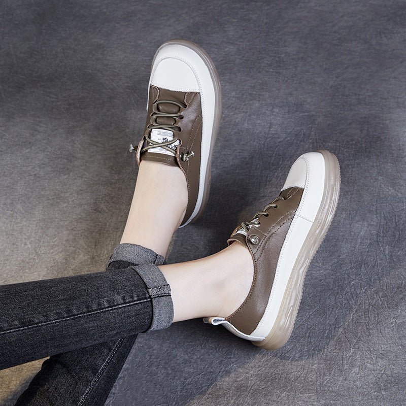 Women's Bottom Light White Summer Maternity Cowhide Casual Shoes