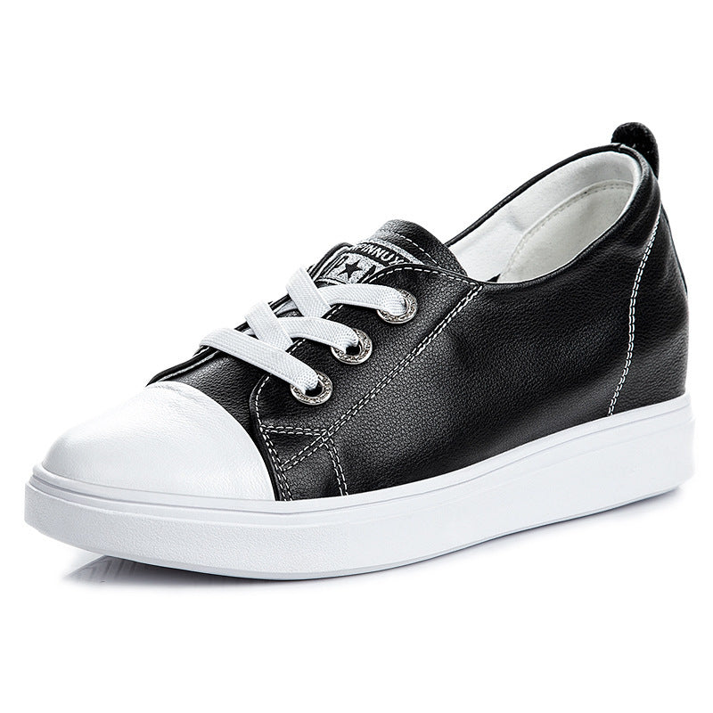 Women's Hidden White Genuine Wedge Breathable Cowhide Casual Shoes