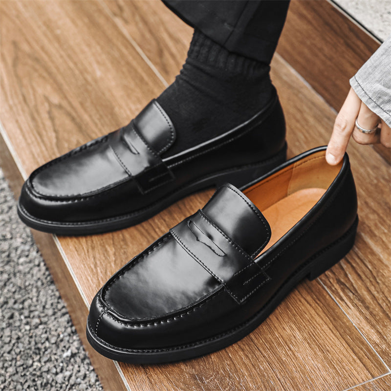Men's Black Derby Lazy Business Formal Wear Leather Shoes
