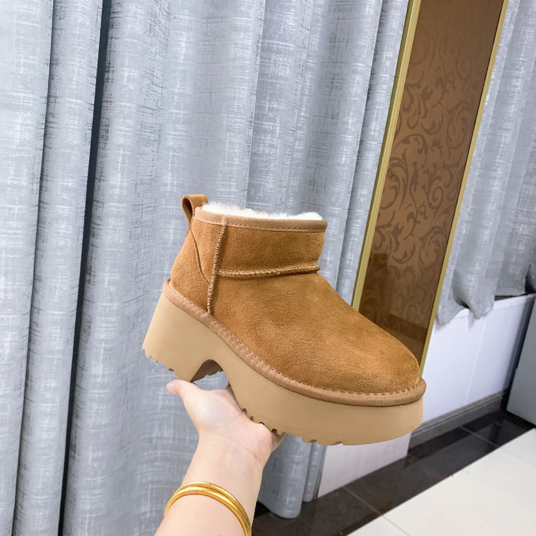 Women's Platform Mermaid Wedge Heightening Thickening Wool Boots