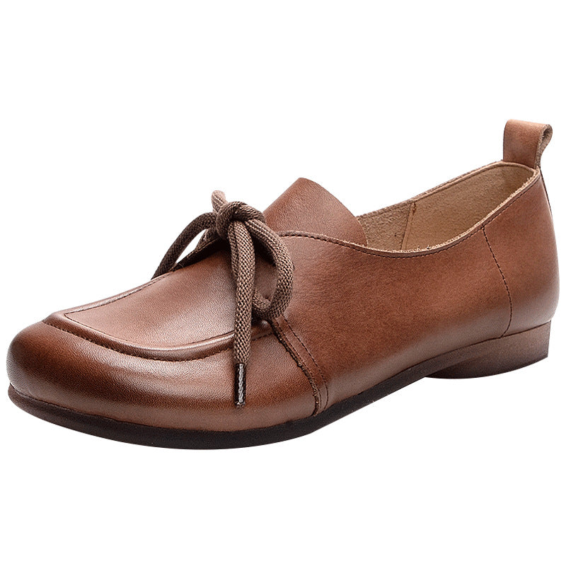 Women's Bottom Top Layer Cowhide Retro Handmade Casual Shoes