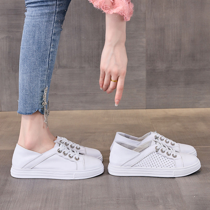 Women's White Summer Round Toe Fashion Sports First Casual Shoes