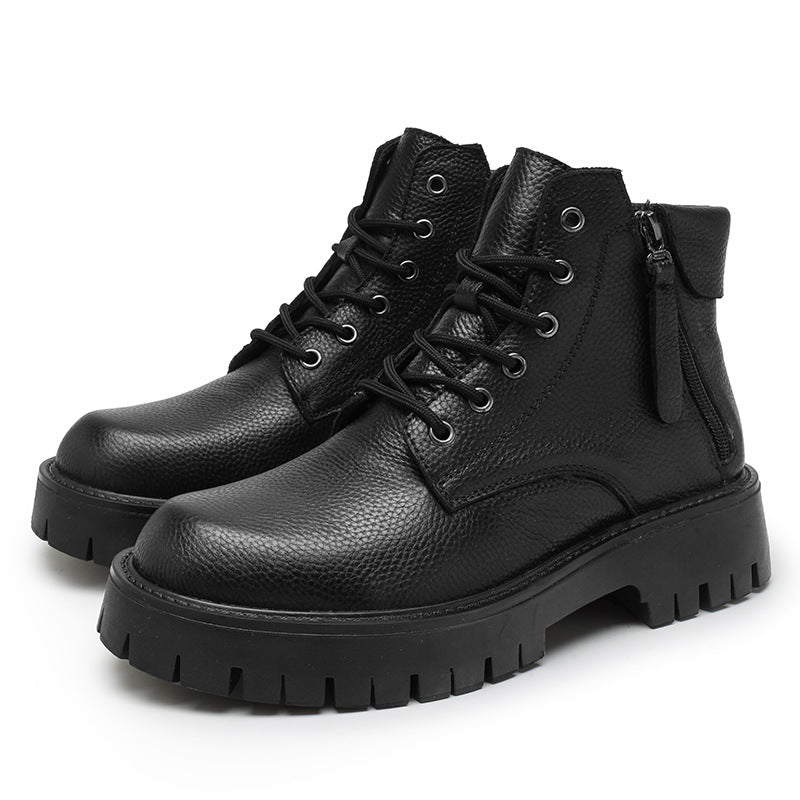 Men's Made Side Zipper High-cut Platform Height Boots