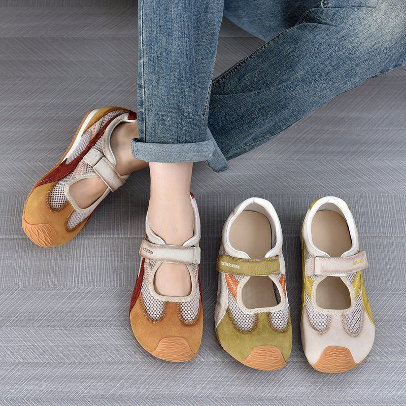 Women's Breathable Mesh Velcro Flat Sports Mary Sandals