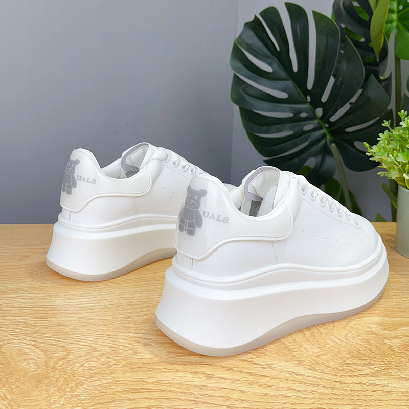 Women's Mcqueen White Autumn Platform Height Increasing Korean Sneakers