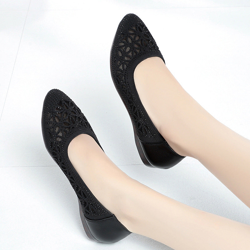 Women's Single Low Perforated Breathable Mesh Surface Casual Shoes