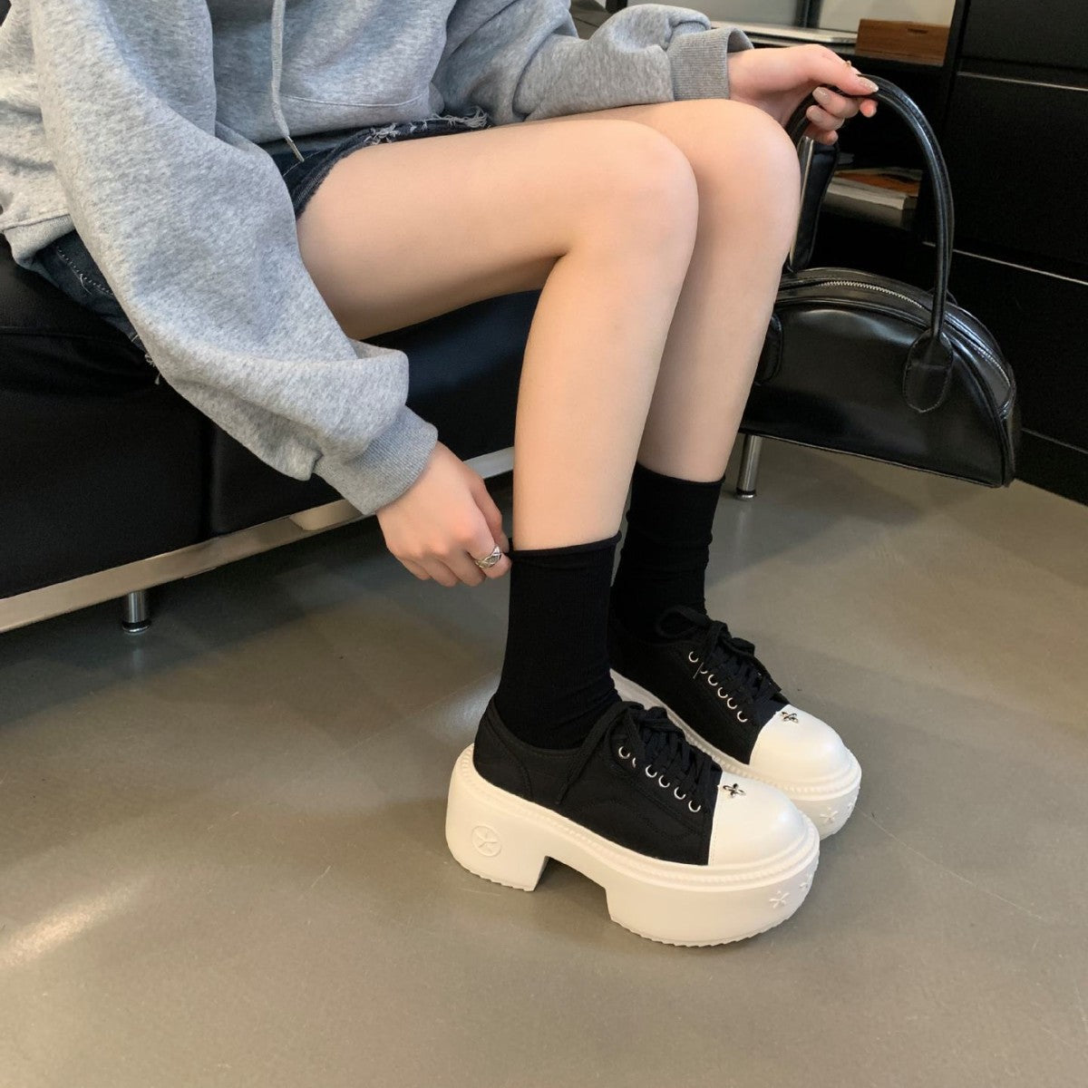 Women's Mom Autumn Street Corner Thick Bottom Large Sneakers