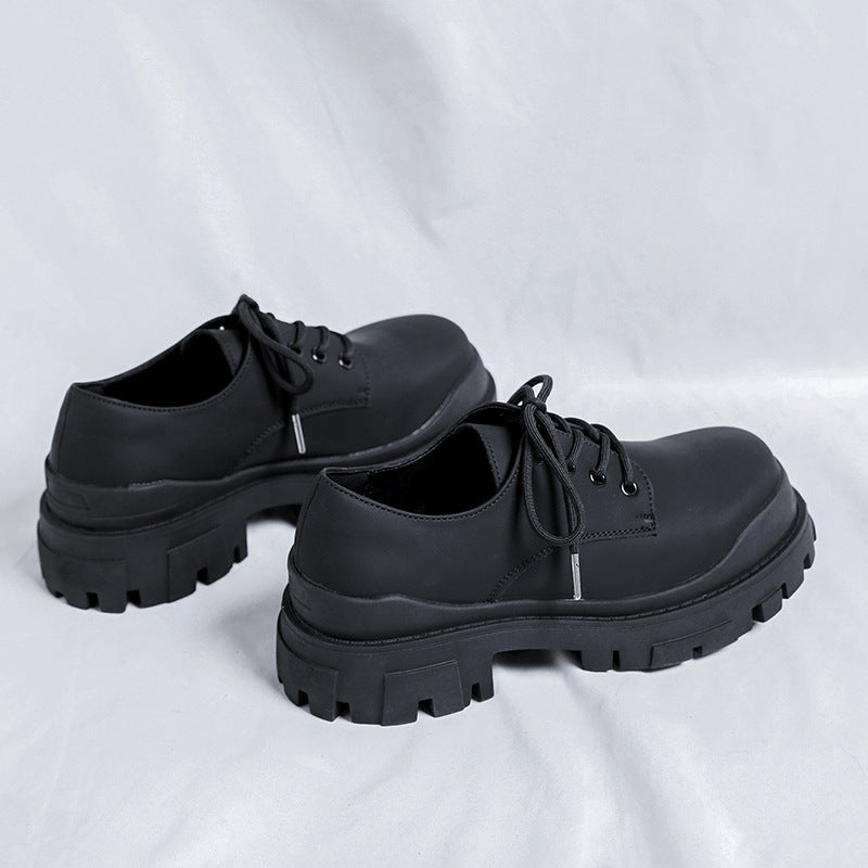 Men's Platform Black Increased Derby Matte Casual Shoes