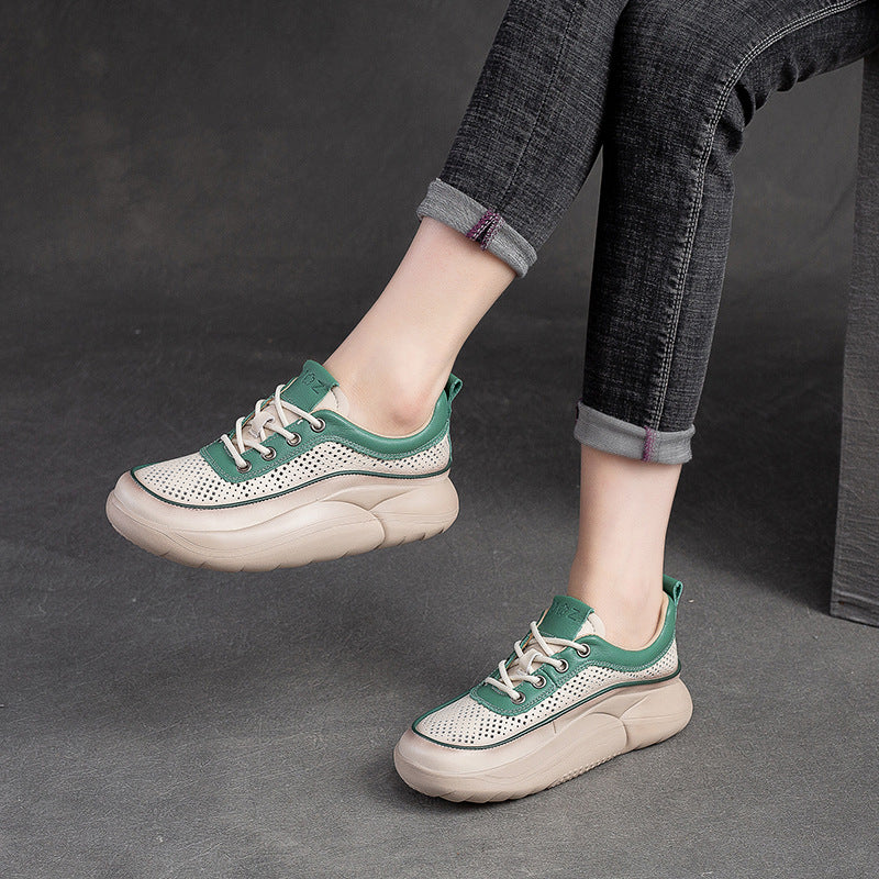 Women's Platform Top Layer Cowhide Front Sports Sandals