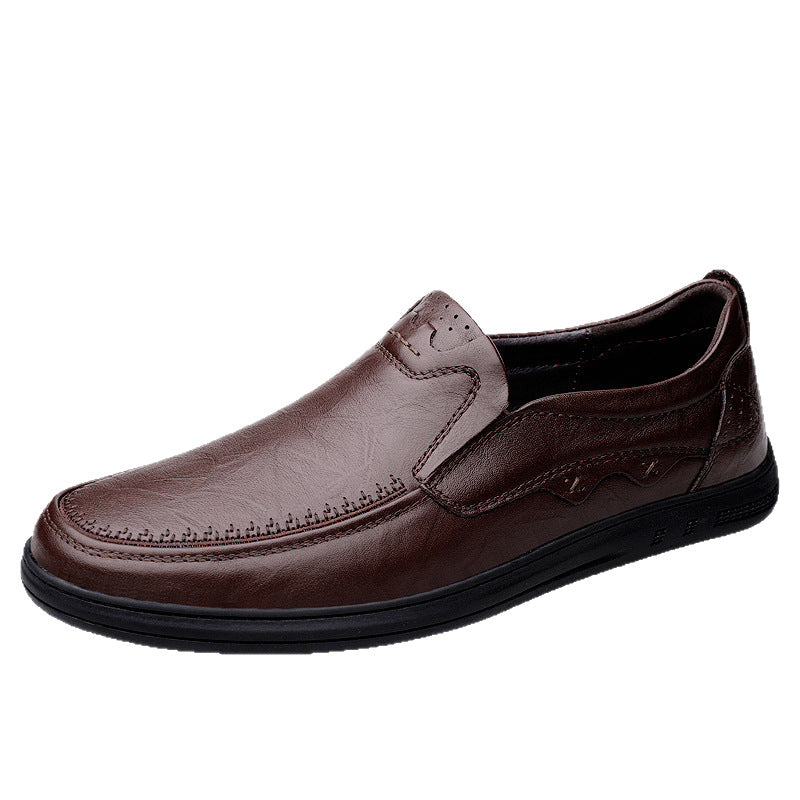 Men's First Layer Cowhide Soft Bottom Breathable Leather Shoes