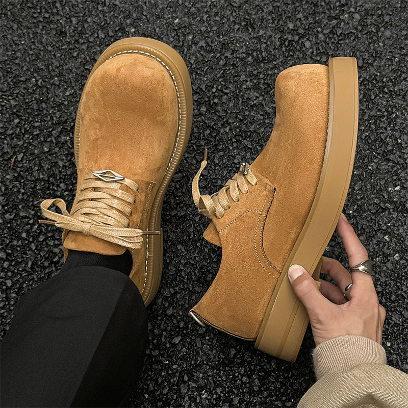 Women's & Men's Derby Fleece-lined Thick Bottom Low Top Leather Shoes
