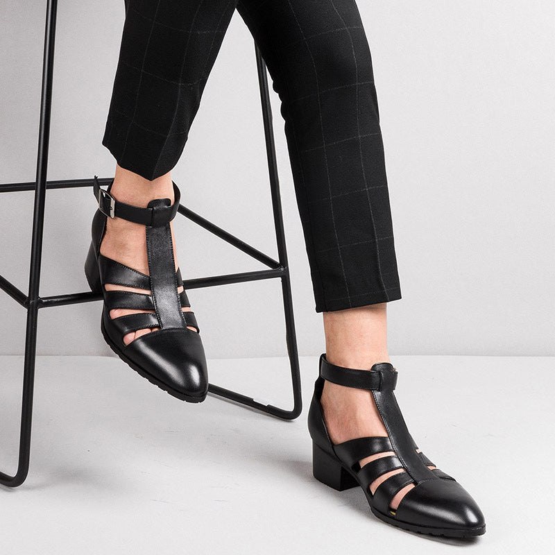Men's Summer Genuine Pointed Breathable Hollow Fashion Sandals