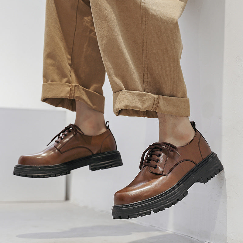 Men's Retro Easy Matching Business National Fashion Green Commute Men's Casual Leather Shoes