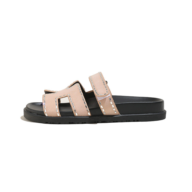 Women's Second Uncle Color Velcro Thick Bottom Sandals