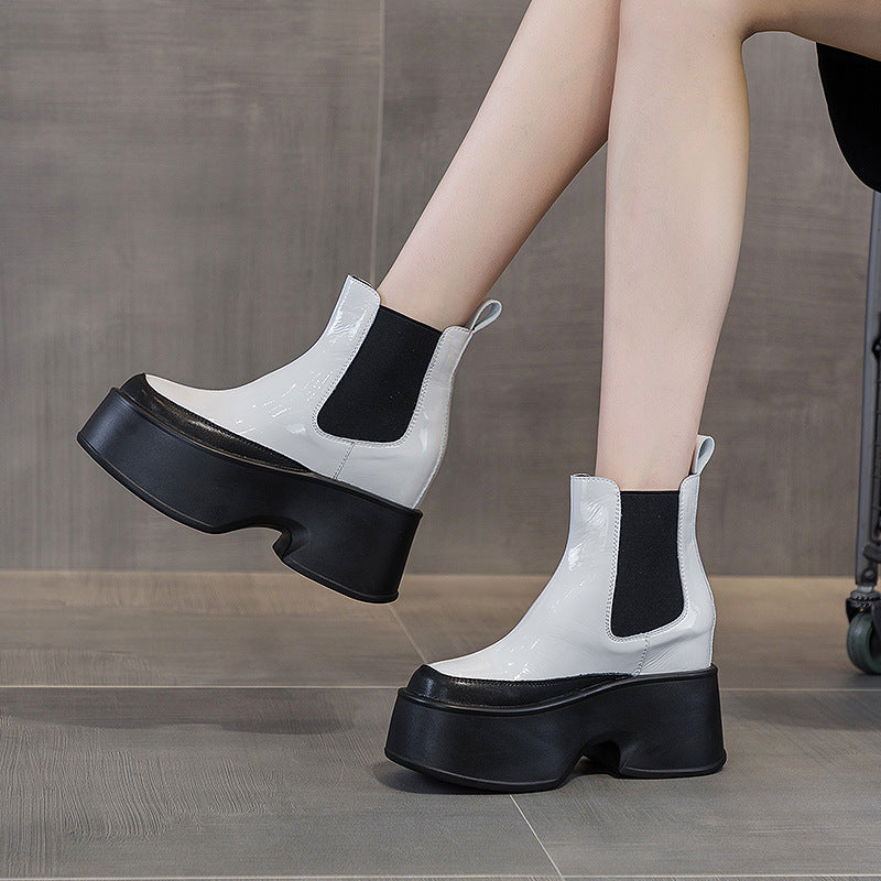 Women's Insole Chelsea Chunky Square Toe Vintage Boots