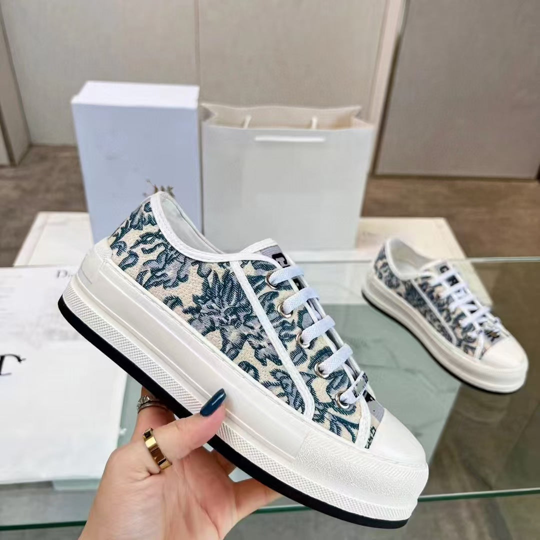 Women's Color Embroidered Platform White Fashionable Comfortable Versatile Casual Shoes