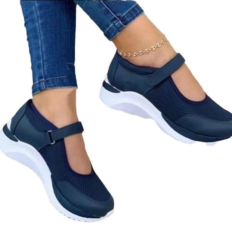 Women's Pumps Platform Flying Woven Breathable Velcro Casual Shoes