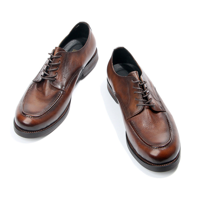 Men's Toe Top Layer Cowhide Handmade Retro Leather Shoes