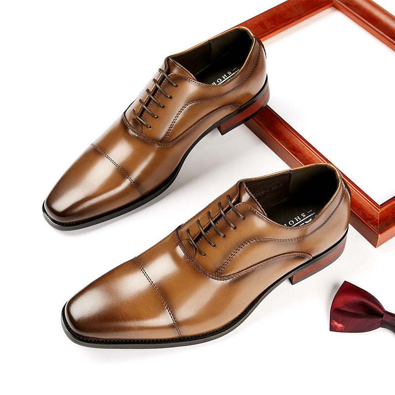Men's Genuine Business Dress Pointed Office Wedding Leather Shoes