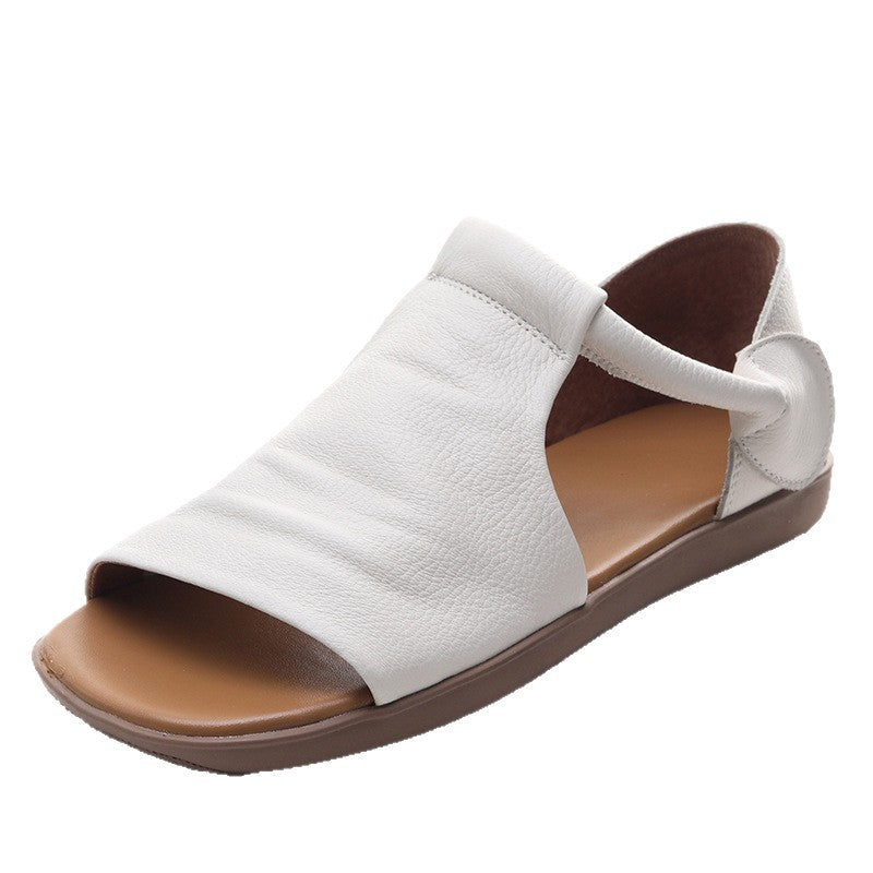 Women's Soft Bottom Low Top Roman Layer Cowhide Sandals