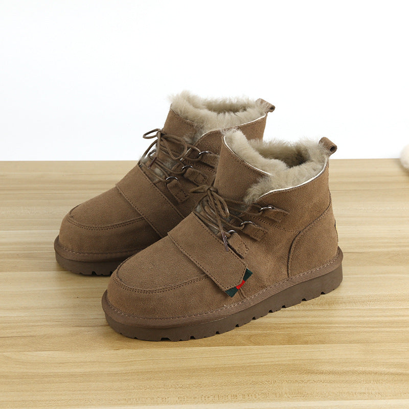 Women's Genuine Wool Winter Sheepskin Fur Cotton Boots