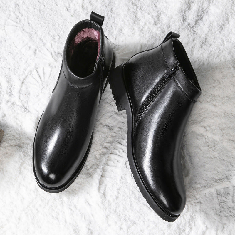Men's Genuine Wool Fleece-lined Thickened Zipper Plus Snow Boots