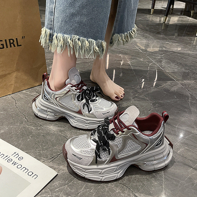 Women's Authentic Clunky Platform Mesh Surface Breathable Sneakers