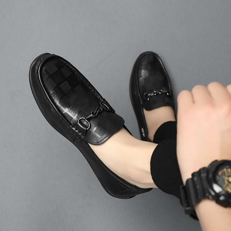 Men's First Layer Cowhide White Slip-on Breathable Leather Shoes