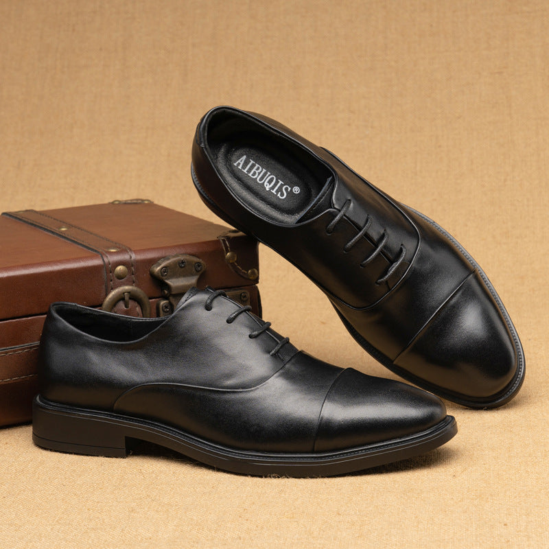Men's Rubber Soft Bottom First Layer Cowhide Leather Shoes