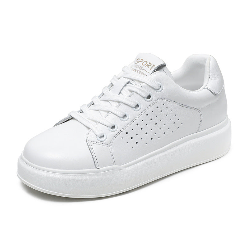 Women's White Genuine Fashionable Hollow Breathable Comfortable Casual Shoes