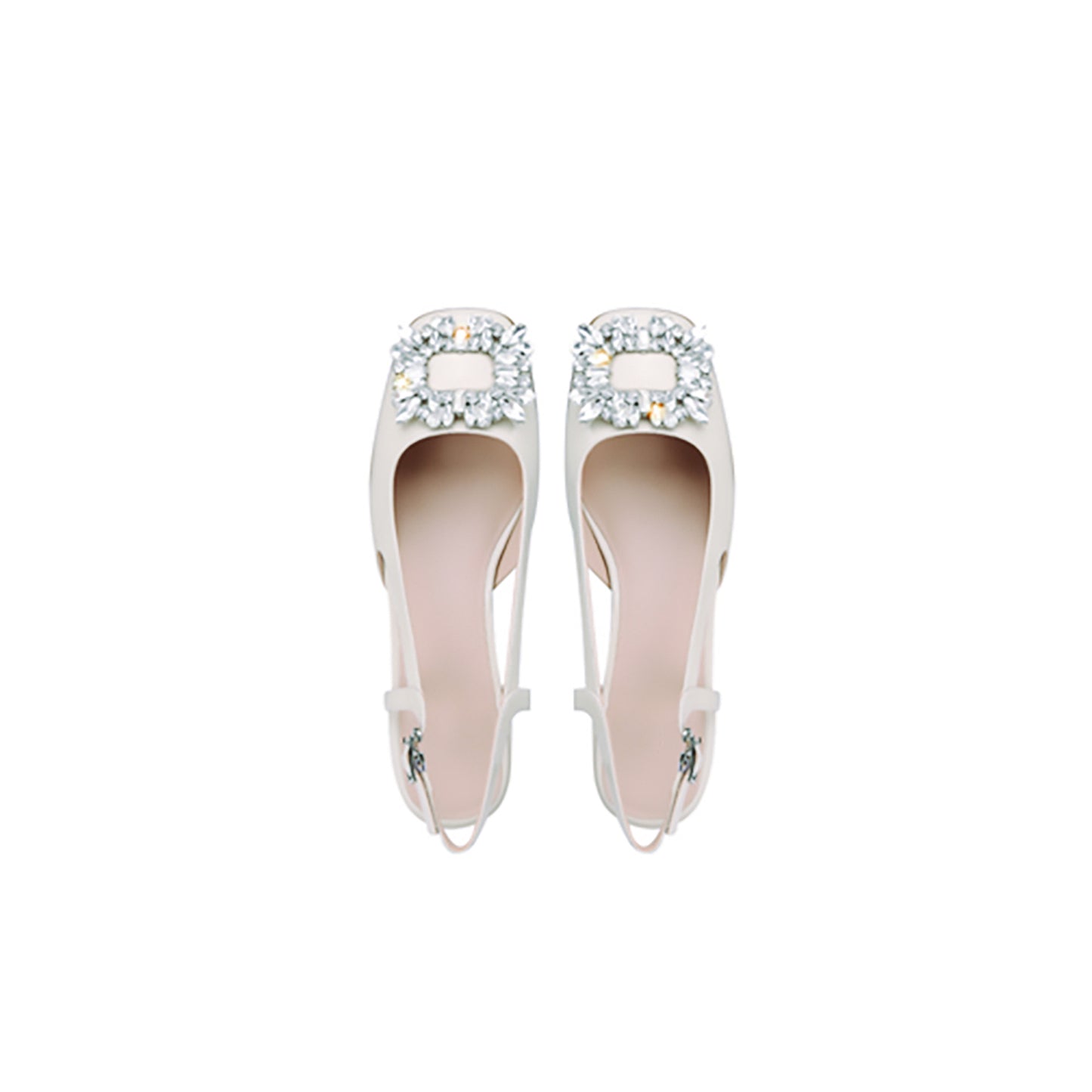 Women's Rhinestone Square Buckle Toe Low-cut Back Sandals