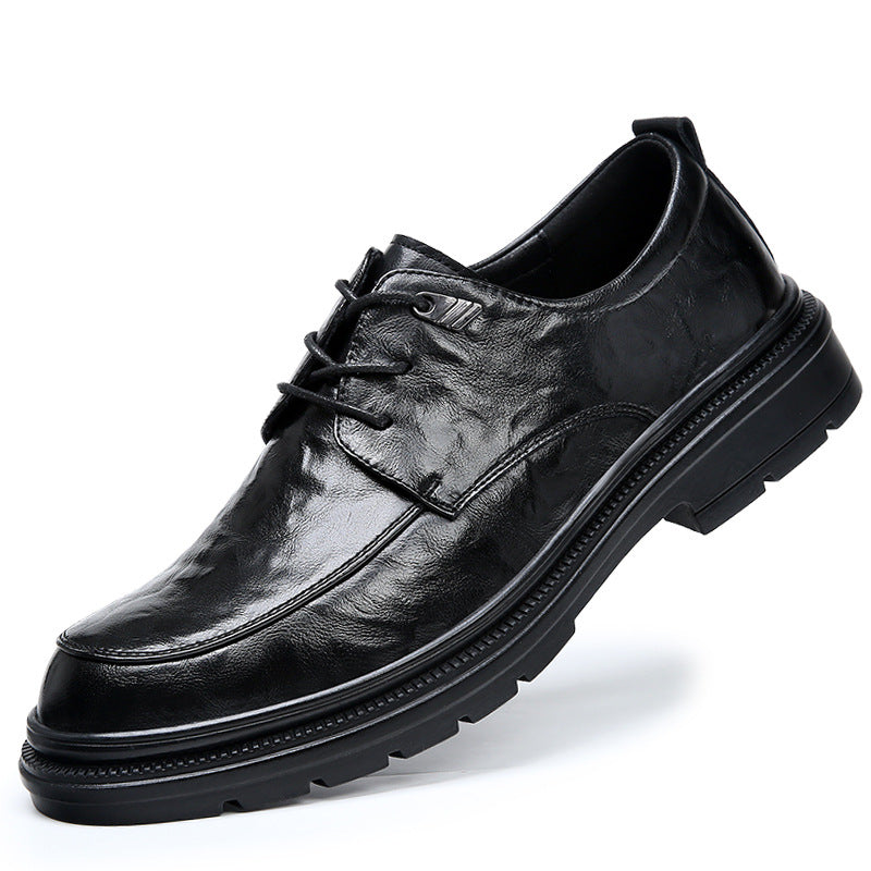 Men's Spring Pure Business Formal Wear Breathable Leather Shoes
