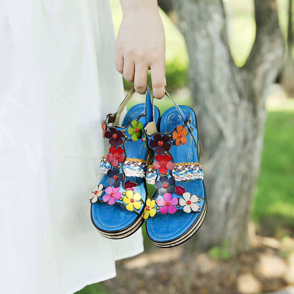 Genuine Hand-rub Color Bohemian Style Comfortable Sandals