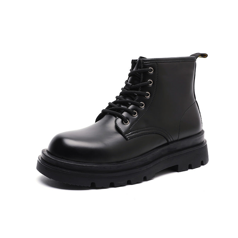 Men's Spring Thick Sole Martin Black British Boots