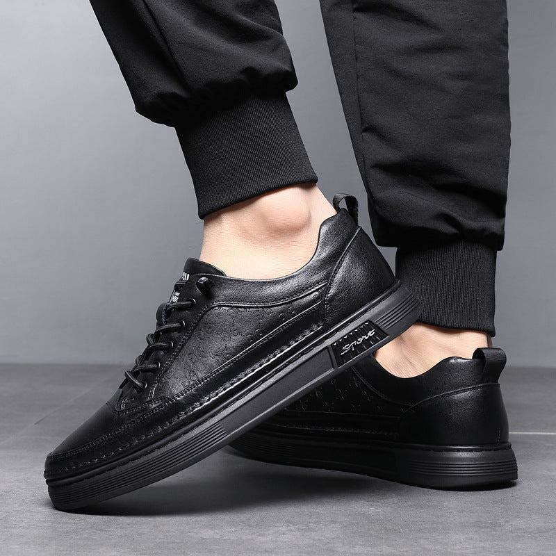 Men's First Layer Cowhide Board Slip-on Flat Sneakers
