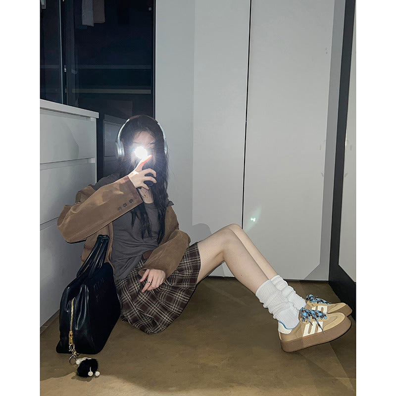 Women's Brown Thick Bottom German Training Soft Casual Shoes