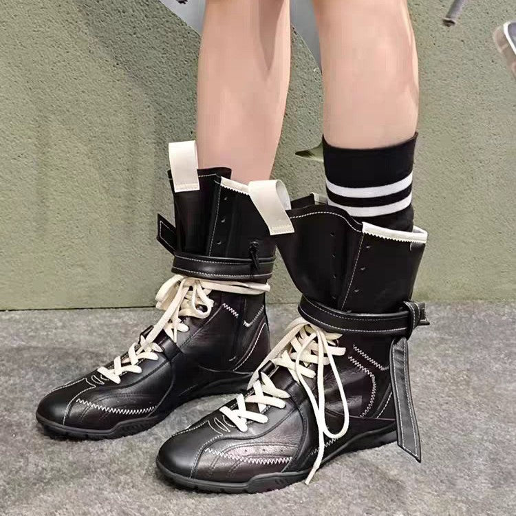 Boxing Matte Booties Flat Height Increasing Boots
