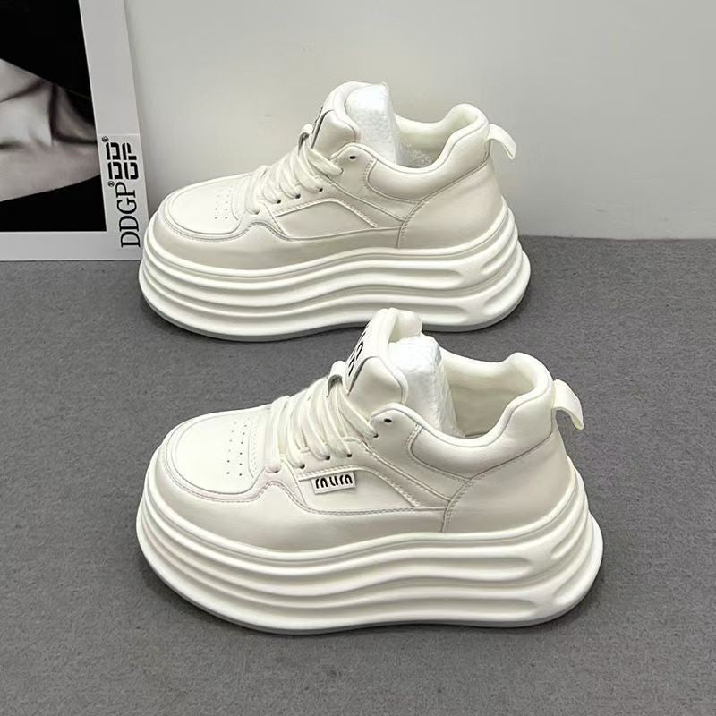 Women's Thick-soled Autumn Increased White Round Toe Casual Shoes