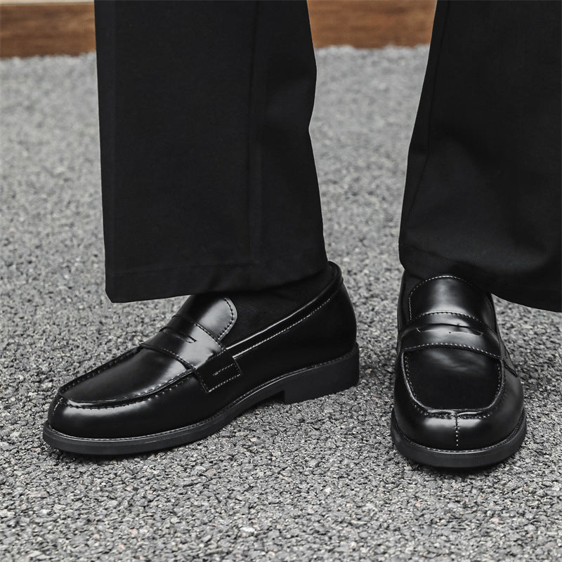 Men's Black Derby Lazy Business Formal Wear Leather Shoes