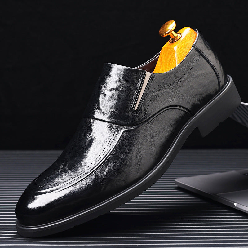 Men's Spring Business Formal British Trend Genuine Breathable Slip Leather Shoes
