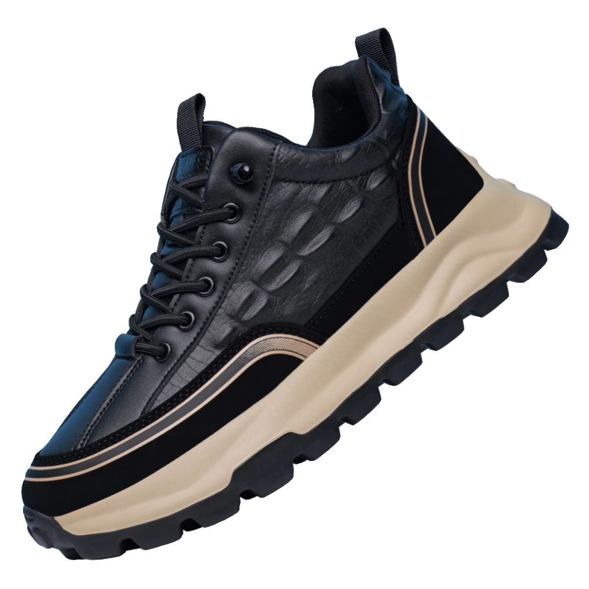 Men's Four Crocodile Pattern Fashionable Catwalk Sports Board Leather Shoes