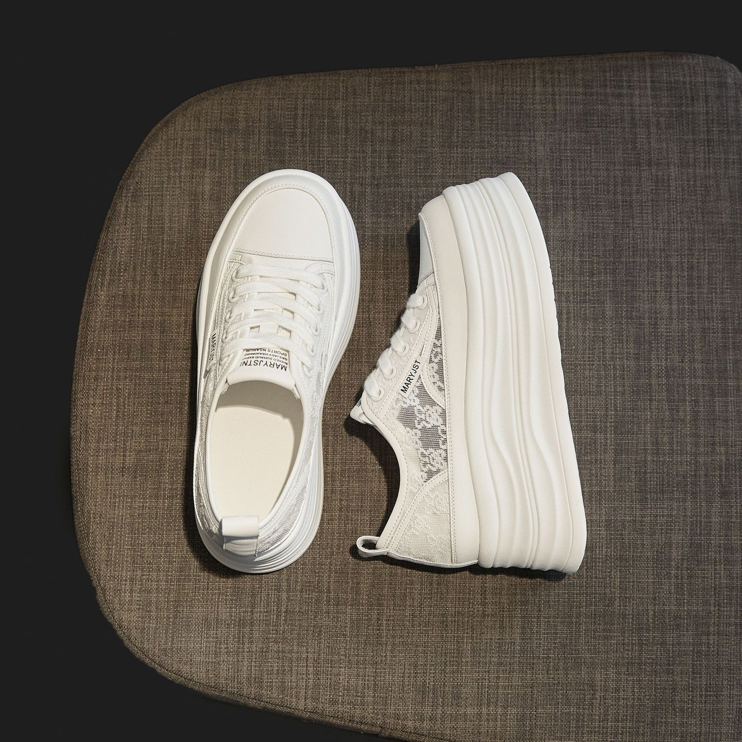 Women's Bear White Spring Thick-soled Breathable Small Casual Shoes