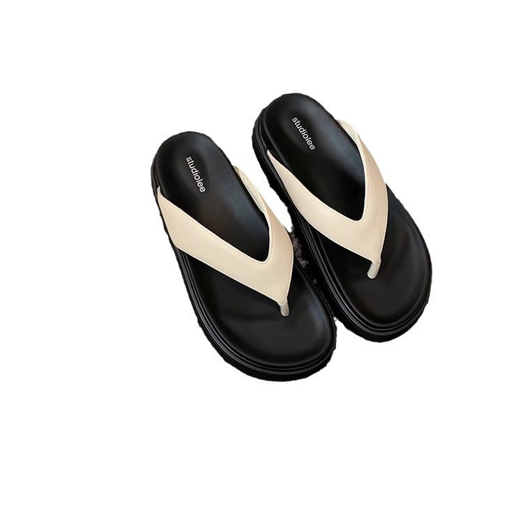 Women's Flip-flops Summer Wear Thick Bottom Round Slippers