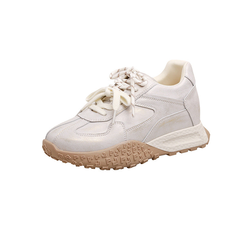 Women's Height Increasing Insole Retro Color Matching Casual Shoes