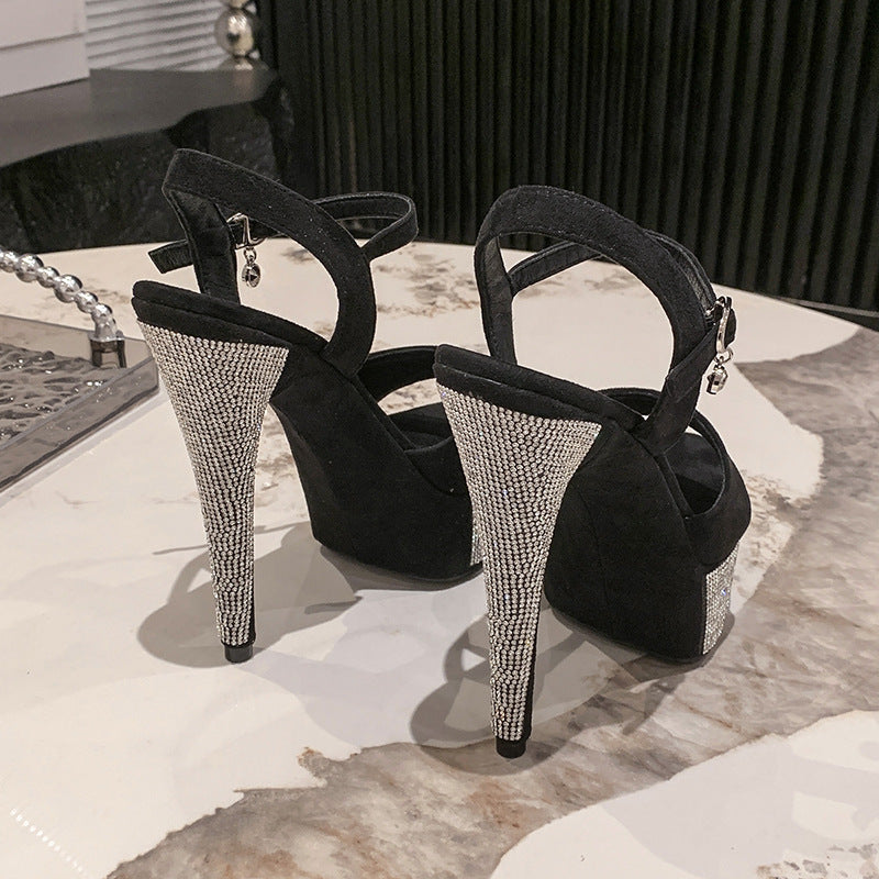 Crystal Patch High Wedding Bridal Waterproof Heels